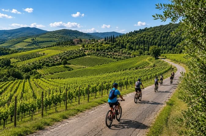 CHIANTI HILLS E-BIKE TOUR FROM FLORENCE WITH FARMHOUSE EXPERIENCE INCLUDING LUNCH AND WINE TASTING
